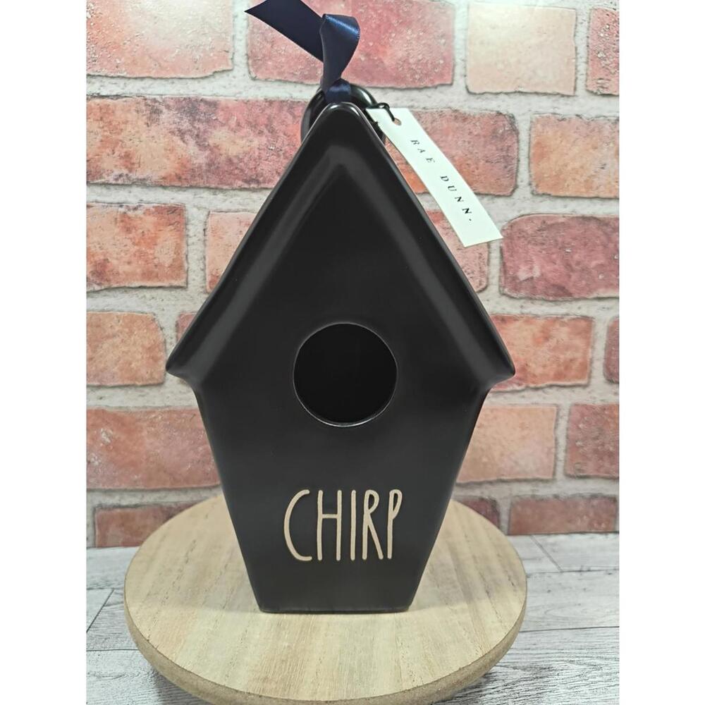 Rae Dunn Artisan Collection Black Birdhouse Tapered Square CHIRP By Magenta NWT